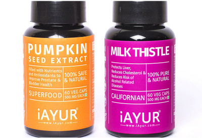 

iAYUR Milk Thistle 500 Mg 60 Veg Caps & Organic Pumpkin Seeds 500 Mg 60 Veg Caps(120 No)