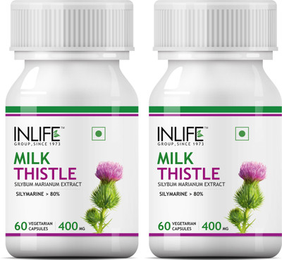 

Inlife Milk Thistle (80% Silymarin) 400mg 60 Vegetarian Capsules (2 Pack)(120 No)
