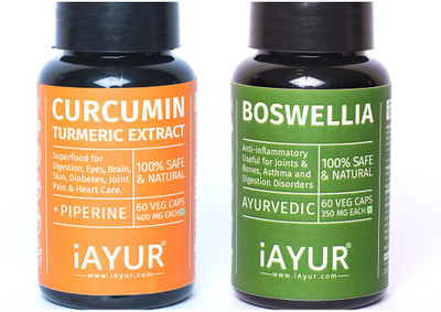 

iAYUR Boswellia 500 Mg 60 Veg Caps & Curcumin 400 Mg 60 Veg Caps Advanced Formula(120 No)
