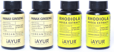 

iAYUR Panax Ginseng 400 Mg 60 Veg Caps & Rhodiola Rosea 500 Mg 60 Veg Caps(240 No)
