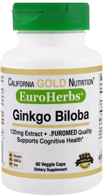 

California Gold Nutrition Gingko Biloba Extract EuroHerbs 120 mg 60 Veggie Caps(60 No)