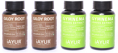 

iAYUR Giloy Root 500 Mg 60 Veg Caps & Gymnema 500 Mg 60 Veg Caps(240 No)