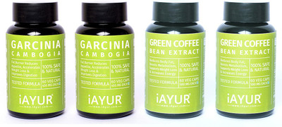 

iAYUR Garcinia Cambogia 400 Mg 60 Veg Caps & Green Coffee Bean 500 Mg 60 Veg Caps(240 No)