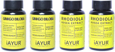 

iAYUR Rhodiola 500 Mg 60 Veg Caps & Ginkgo Biloba 120 Mg 60 Veg Caps(240 No)