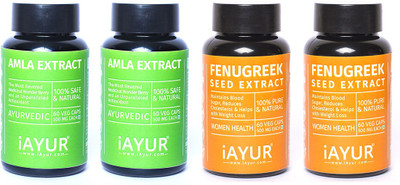 

iAYUR Fenugreek Seeds 500 Mg 60 Veg Caps & Amla 500 Mg 60 Veg Caps(240 No)