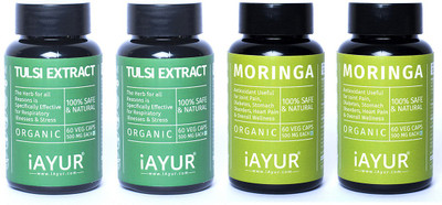 

iAYUR Organic Moringa 500 Mg 60 Veg Caps & Organic Tulsi 500 Mg 60 Veg Caps(240 No)
