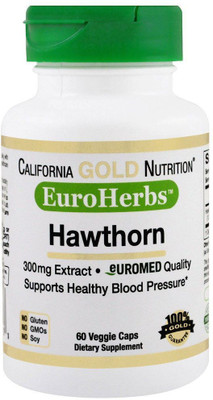 

California Gold Nutrition Hawthorn Extract EuroHerbs 300 mg 60 Veggie Caps(60 No)