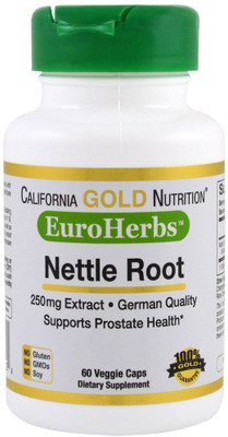 

California Gold Nutrition Nettle Root Extract EuroHerbs 250 mg 60 Veggie Caps(60 No)
