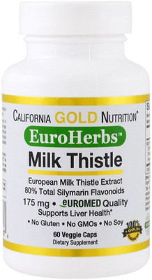 

California Gold Nutrition Milk Thistle Extract EuroHerbs Clinical Strength 60 Veggie Caps(60 No)