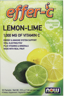 

Now Foods Effer-C Effervescent Drink Mix Lemon-Lime 30 Packets (7.5 g) Each(225 g)