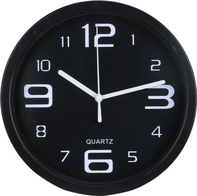 Adonai Analog 20 cm X 20 cm Wall Clock(Black, With Glass)