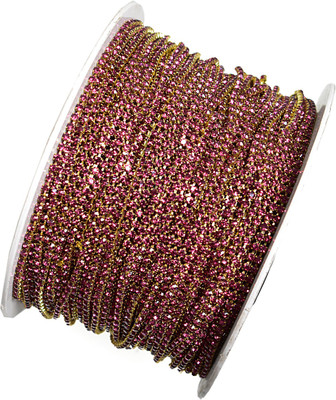 

Embroiderymaterial 2MM Fuchsia Rose Color Stone Chain for Silk Thread Jewelry Making (5Mtr)