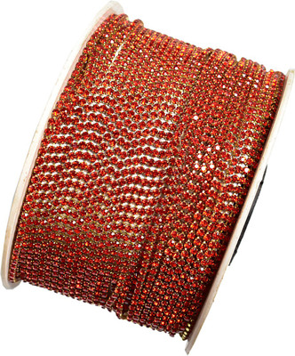 

Embroiderymaterial 2MM Scarlet Red Color Stone Chain for Silk Thread Jewelry Making (5Mtr)