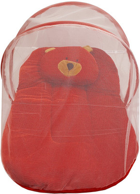 

Little Velvet Bedding Net and Pillow for New Born Babies Set with Foldable Mattress, Mosquito Standard Crib(Fabric, Red)