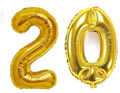 

Party Anthem Solid 20 Number Gold Foil Balloon(Gold, Pack of 1)