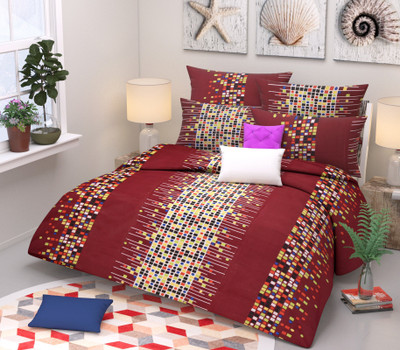Mayur Texo Fab 120 TC Cotton Double, Queen Abstract Flat Bedsheet(Pack of 1, Multicolor)