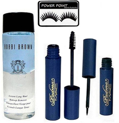

power point Eyelashes, Mac Padma Eyeliner & Mascara,Bobbi Brown Instant Long Wear Makeup Remover(Set of 4)