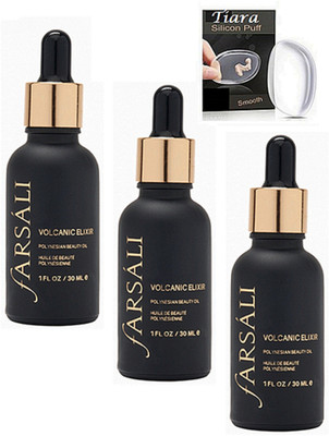 

tiara SILICON PUFF , VOLCANIC ELIXIR HYDRATING fACE SERUM PACK OF 3(Set of 4)