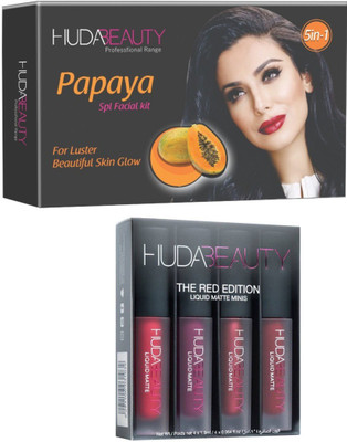 

Huda Beauty Professional Range Papaya Facial Kit With Red Edition Lipstick(Set of 2)