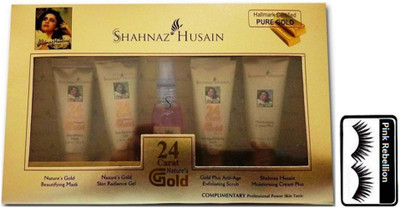 Pink Rebellion Eyelashes & Shahnaz Husain Gold Facial Kit(Set of 2)