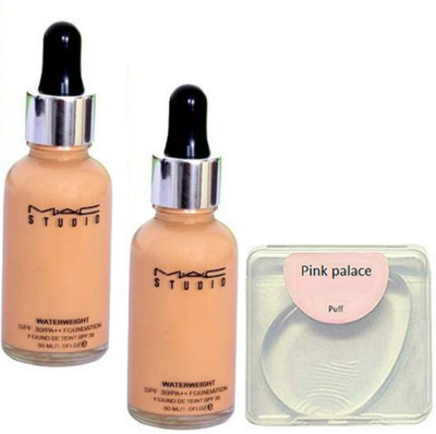 

pink palace Silicon puff & studio waterweight spf 30 foundation set of 2(Set of 3)