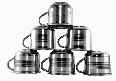 Yes kitchen Pack of 6 Steel Steel Tea Cup/Coffee Cup, Set of 6 Piece, Sliver,100 ML(Silver, Cup Set)