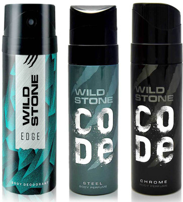 

Wild Stone Edge, Code Chrome and Code Steel Body Mist - For Men(390 ml, Pack of 3)