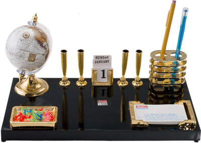 

Kebica 7 Compartments Plastic Decorative Desk organizer(Black)