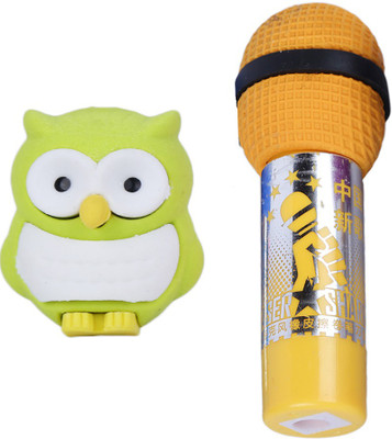 

AutoVHPR Set of 2 Cute Green Owl & Yellow Mike shaped Eraser for School Children Non-Toxic Eraser(Set of 2, Multicolor)