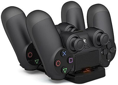 

Microware Dual Charging Dock for PS4 Controller, Charging Stand (Black) Gaming Accessory Kit(Black, For PS4)