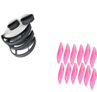 

S R Enterprises roller hair holder styling and bumpits puff maker(pack of17pcs) Hair Accessory Set(Pink, Black)