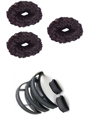 

S R Enterprises hair acessories juda set 2 brown hair bumpit black (pack o 8pcs) Hair Accessory Set(Black)