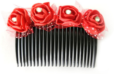 

GaDinStylo Red Rose Flower Hair Comb Pin Clip For Bridal Wedding| Women or Girl Floral Clip | Hair Accessories Hair Accessory Set(Red)