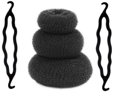 

S R Enterprises hair all different size donut hair black twist comb (pack of 5pcs) Hair Accessory Set(Black)