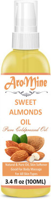 

AroMine Sweet Almond Oil 100% Natural, Cold Pressed Therapeutic Grade For Face, Hair and Skin (100ml) Hair Oil(100 ml)
