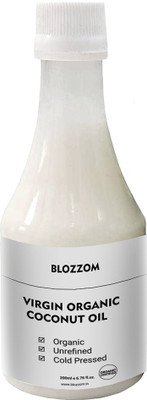 

Blozzom Virgin Organic Coconut Oil (Certified Organic) - Pure, Non-GMO and Cold Pressed for Hair and Skin - 200ml (No Mineral Oil, Paraben or Silicon) Hair Oil(200 ml)