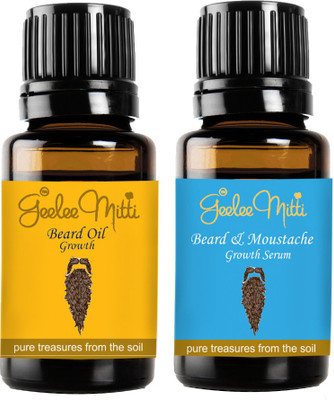 

Geeleemitti Beard Oil Growth & Growth Serum for Stimulating Growth & Beautiful Facial Hair, Beard and Moustache Combo Pack of 2 Hair Oil(20 ml)