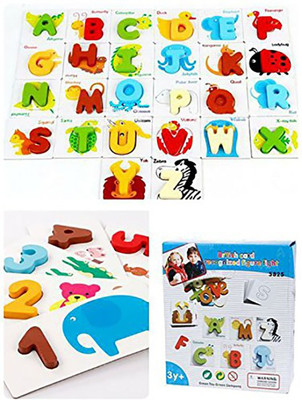 

Mag Creation British Cards Game To Recognise With 26 Colorful Wooden Alphabets, Also 2 Side Bases In A Bag for Kids(Multicolor)