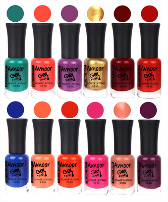 

Avnoor Trendy Color Gel Nail Polish Combo Set No 450 Multicolor(Pack of 12)