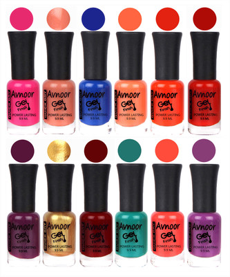 

Avnoor Trendy Color Gel Nail Polish Combo Set No 456 Multicolor(Pack of 12)