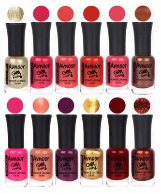 

Avnoor Trendy Color Gel Nail Polish Combo Set No 322 Multicolor(Pack of 12)