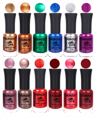 

Avnoor Trendy Color Gel Nail Polish Combo Set No 255 Multicolor(Pack of 12)