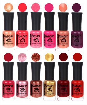 

Avnoor Trendy Color Gel Nail Polish Combo Set No 308 Multicolor(Pack of 12)