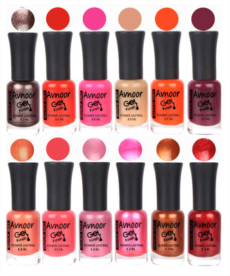 

Avnoor Trendy Color Gel Nail Polish Combo Set No 494 Multicolor(Pack of 12)