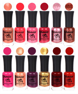 

Avnoor Trendy Color Gel Nail Polish Combo Set No 296 Multicolor(Pack of 12)