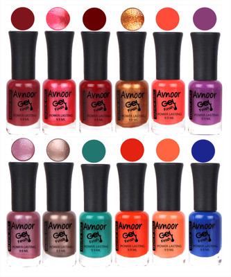 

Avnoor Trendy Color Gel Nail Polish Combo Set No 352 Multicolor(Pack of 12)