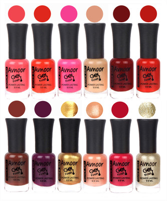

Avnoor Trendy Color Gel Nail Polish Combo Set No 545 Multicolor(Pack of 12)