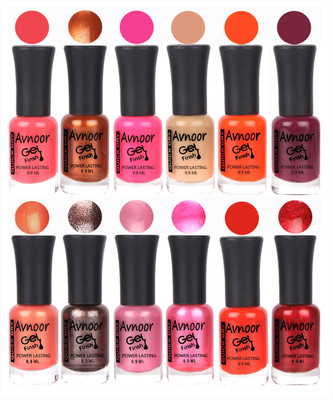 

Avnoor Trendy Color Gel Nail Polish Combo Set No 502 Multicolor(Pack of 12)