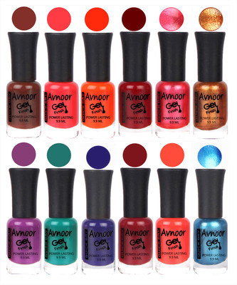 

Avnoor Trendy Color Gel Nail Polish Combo Set No 136 Multicolor(Pack of 12)