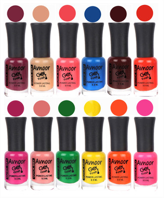 

Avnoor Trendy Color Gel Nail Polish Combo Set No 521 Multicolor(Pack of 12)